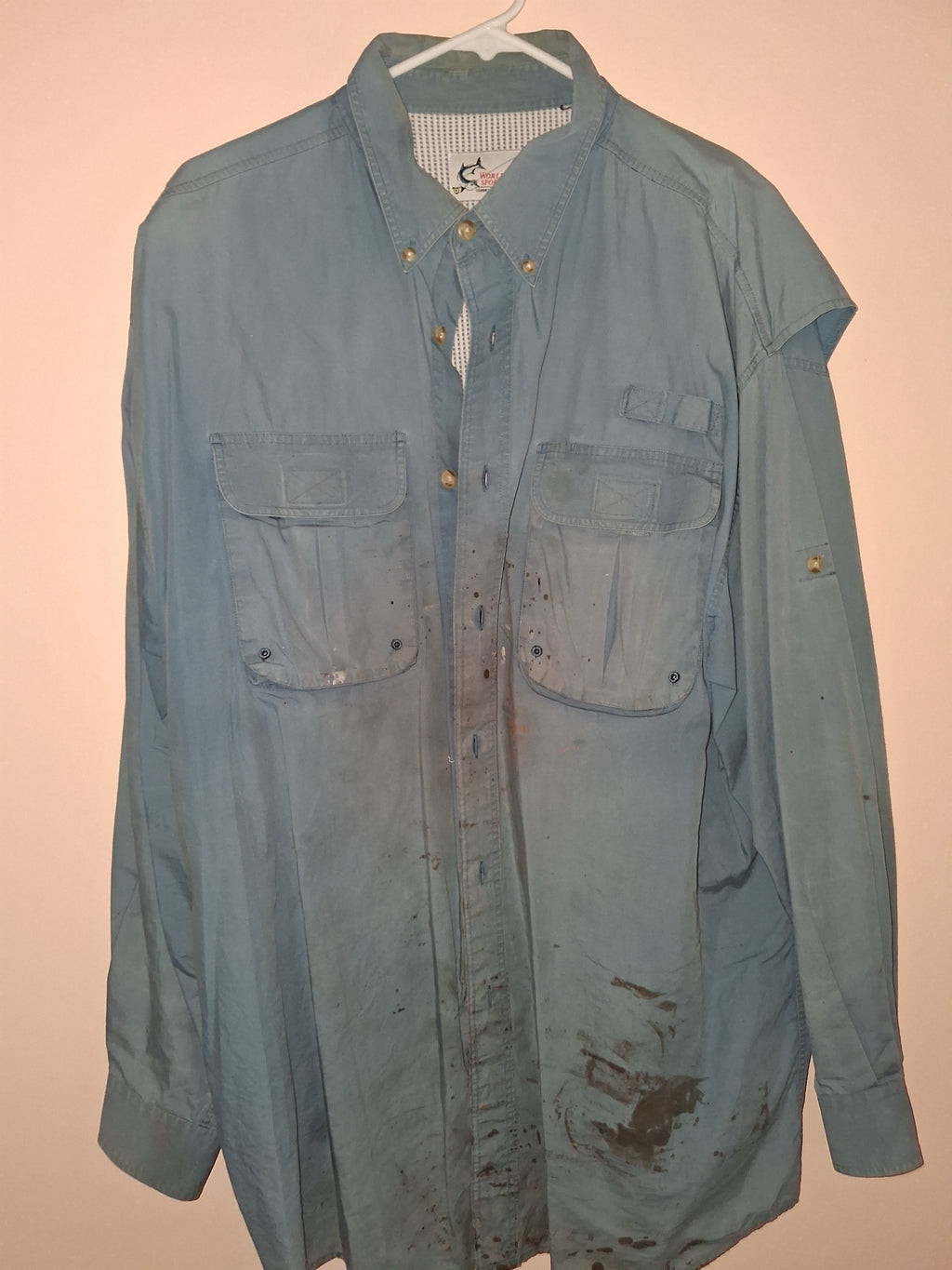 World Wide Sportsman Light Blue Long-Sleeve Fishing Shirt