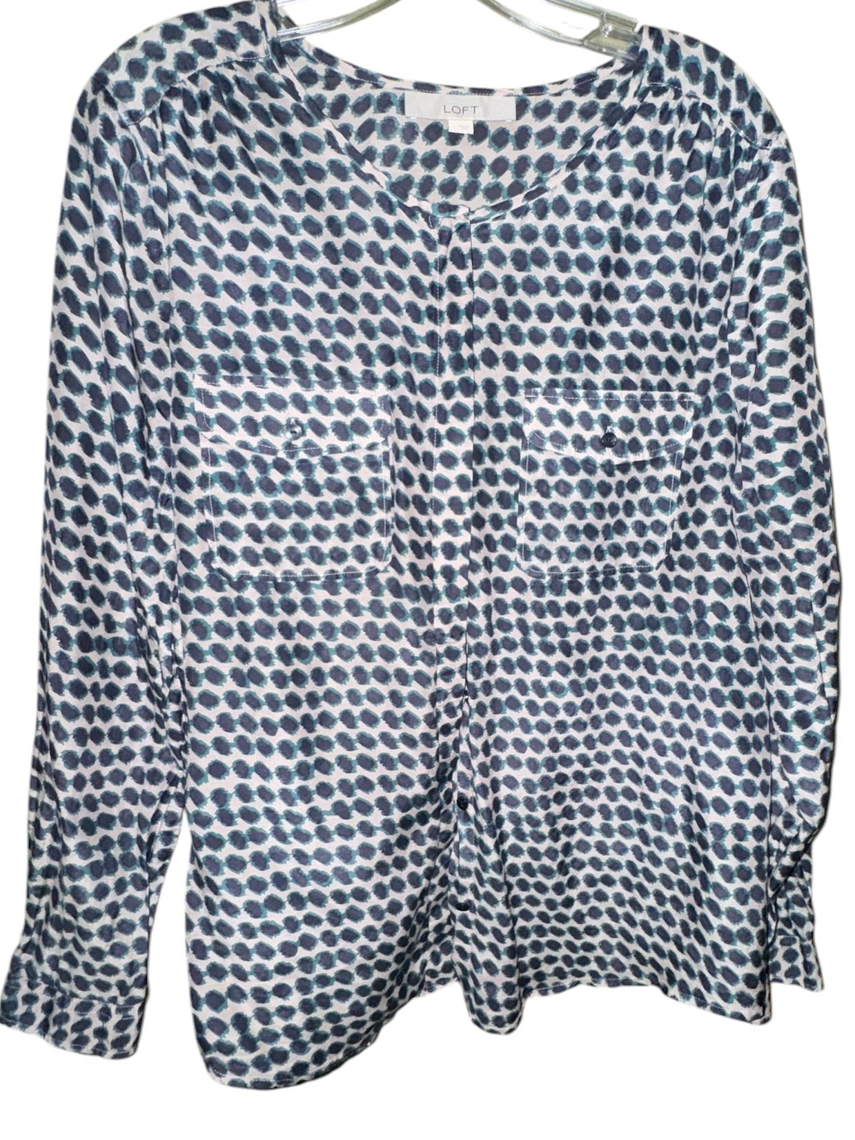LOFT Blue and Teal Printed Blouse