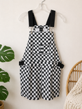 Hot Topic Checkerboard Overall Romper | Black & White Skater Overalls