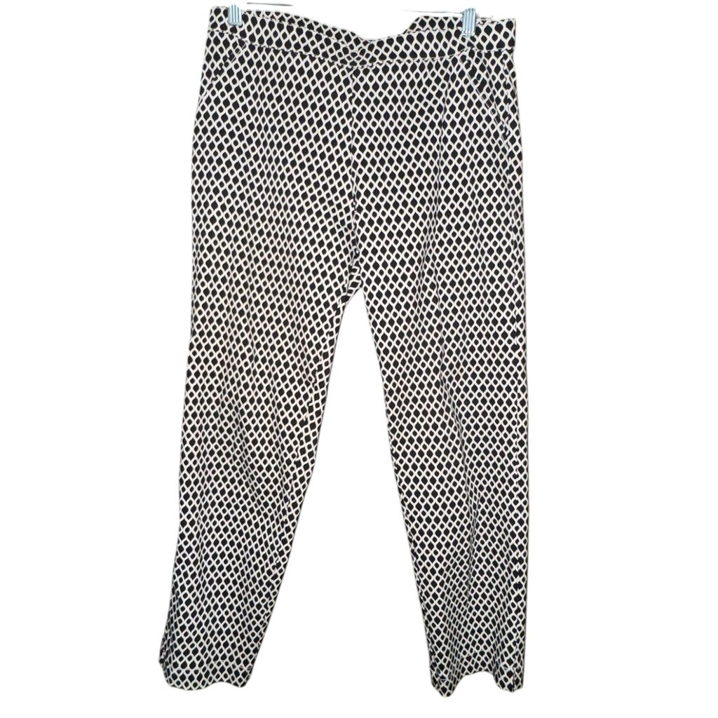 HUE Black & White Geometric Pull-On Ankle Pants