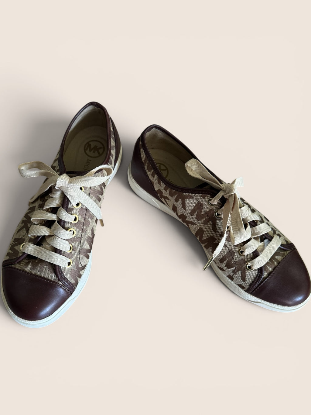Michael Kors "Keaton" Signature Brown Monogram Logo Sneakers