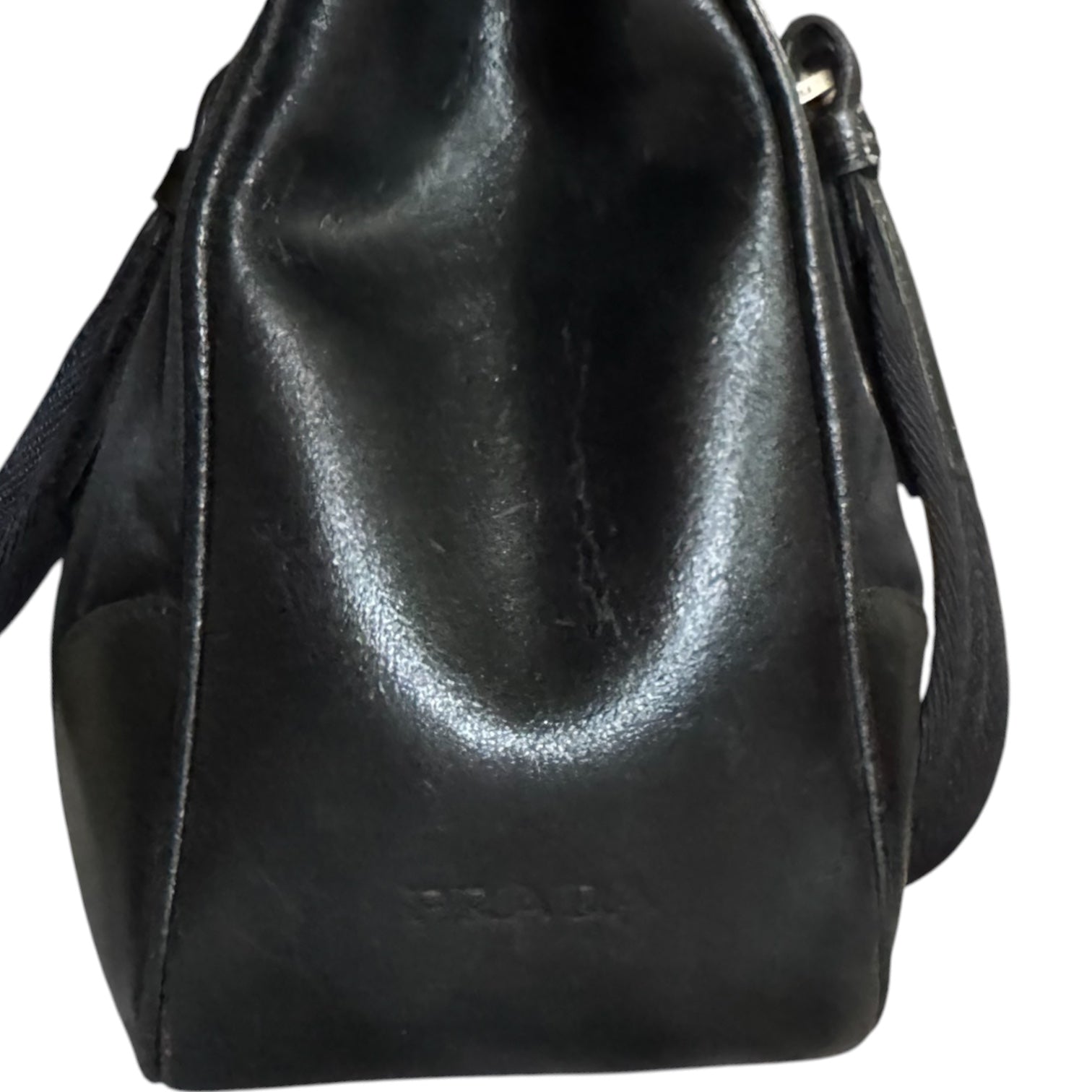 Vintage Prada Black Nylon Leather Bowler Bag - Milano Italy (2000)