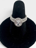 925 Sterling Silver Oval Halo Cubic Zirconia Bridal Ring Set
