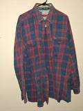 Wrangler George Strait Cowboy Cut Navy & Red Plaid Shirt