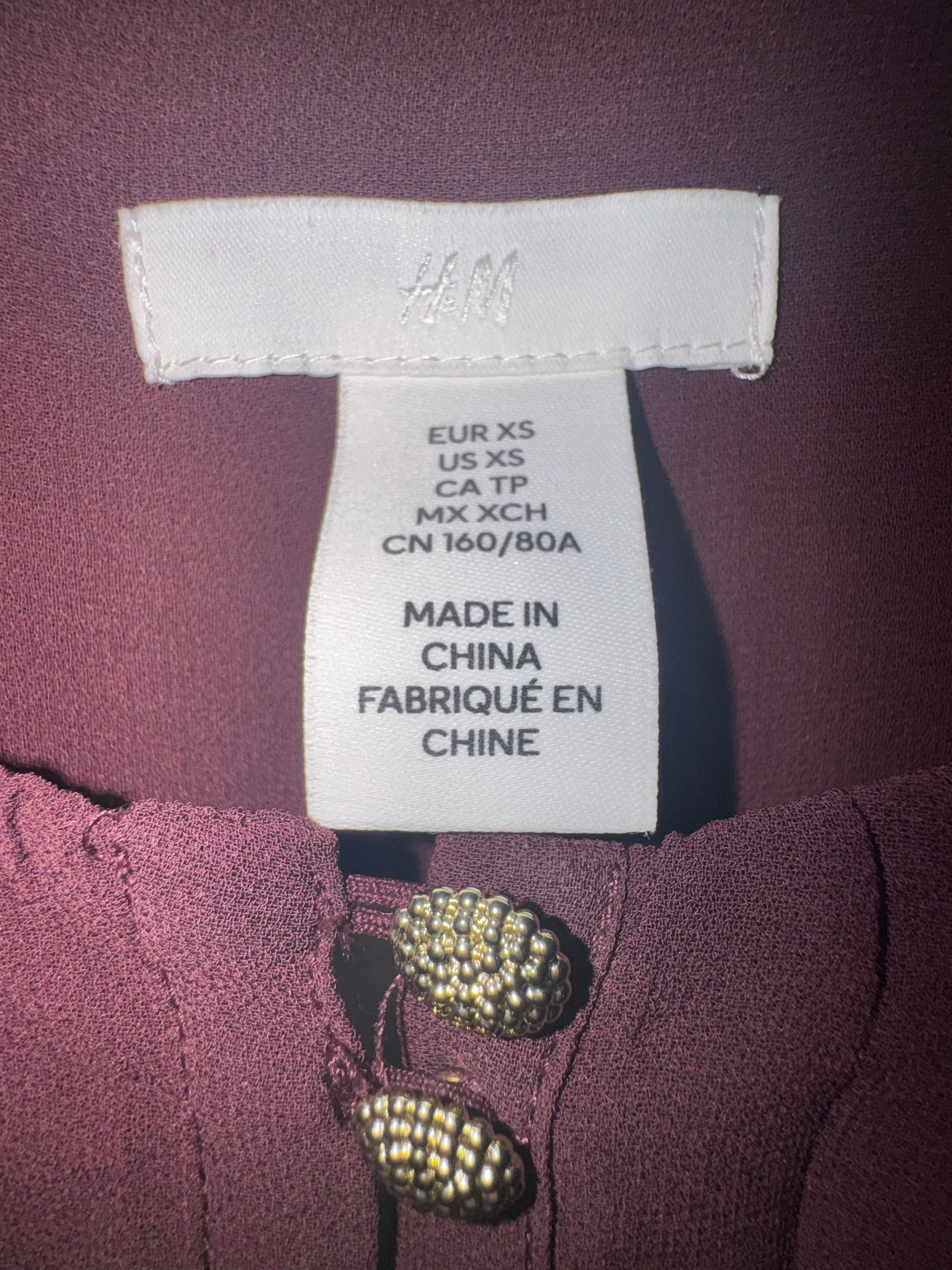 H&M Burgundy Long Sleeve Shift Dress