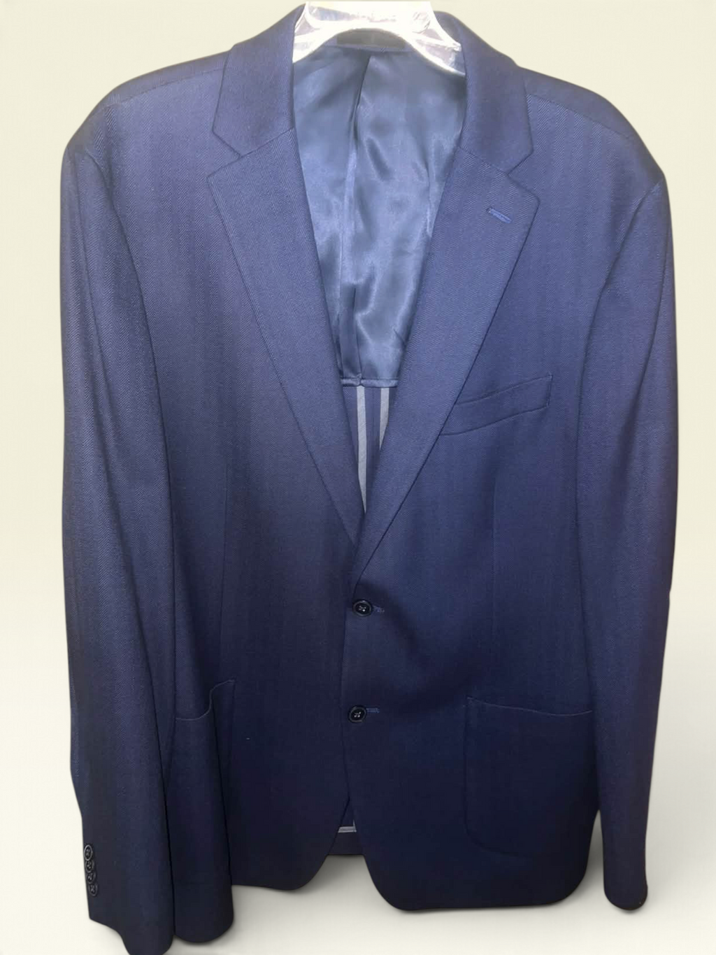 Michael Kors Blue Herringbone Two-Button Blazer