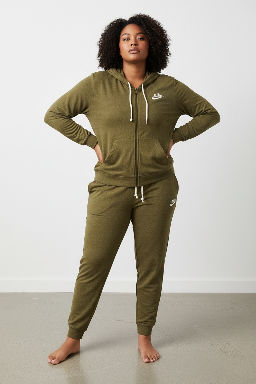 Nike Olive Green Zip-Up Hoodie & Jogger Set
