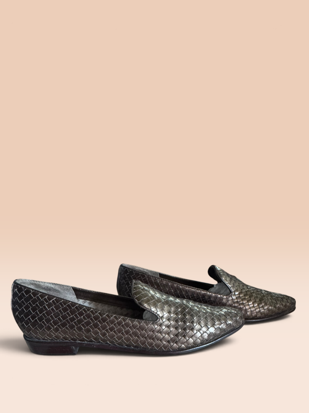 Bandolino Metallic Pewter Woven Leather Loafers