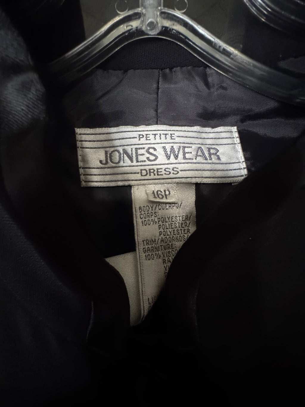 Jones Wear Petite Vintage Black Mandarin Collar Button Front Sheath Dress