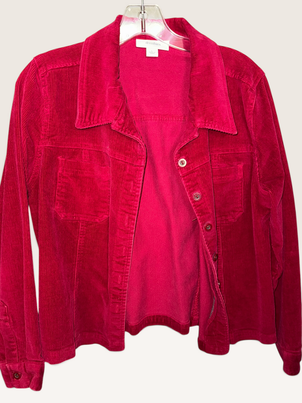 Dressbarn Red Corduroy Button-Front Jacket