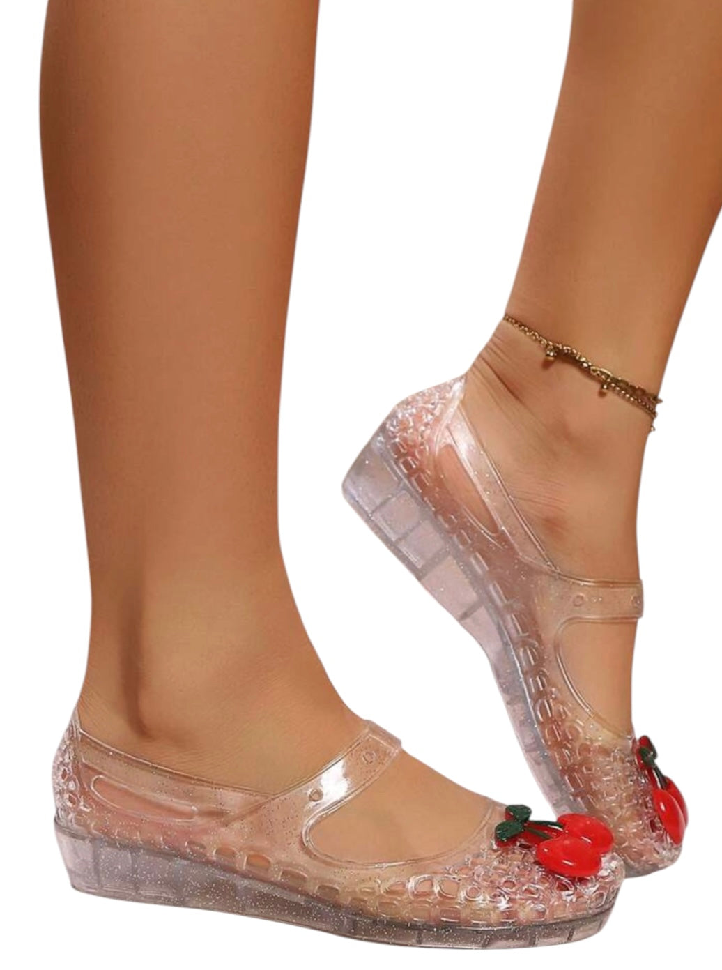Clear Cherry Jelly Mary Jane Heels