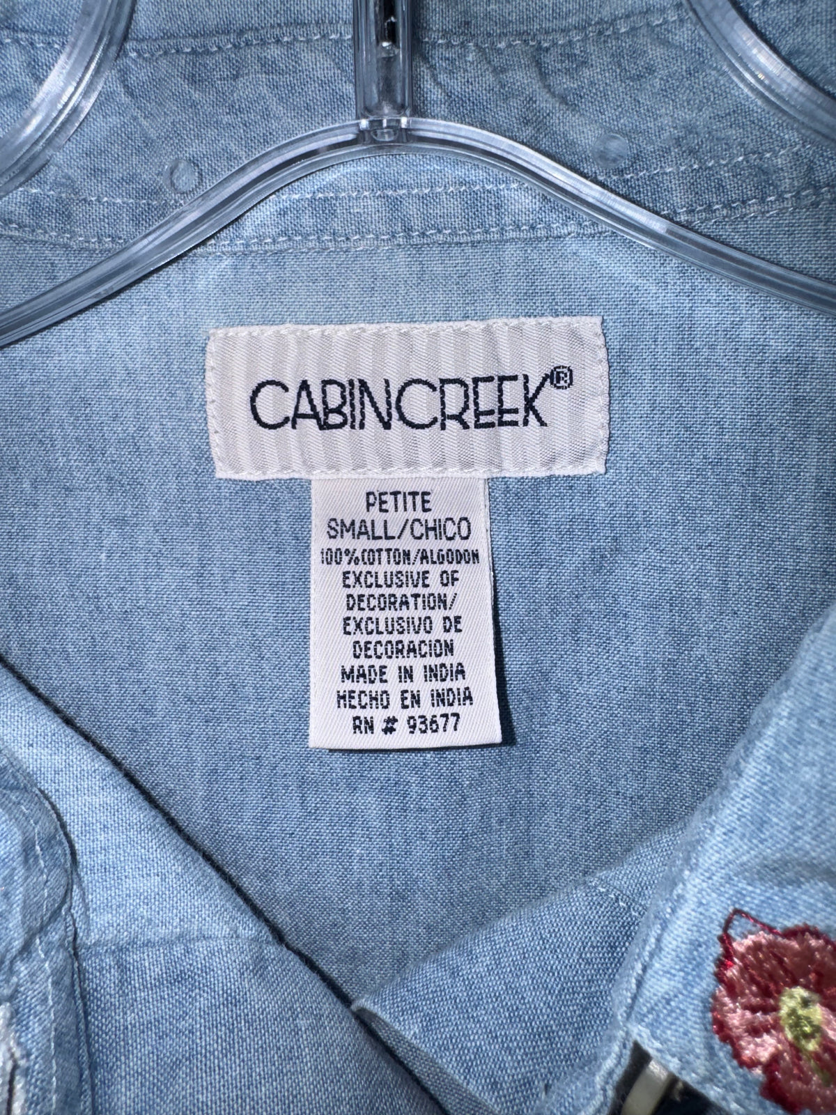 Cabin Creek Floral-Embroidered Chambray Shirt