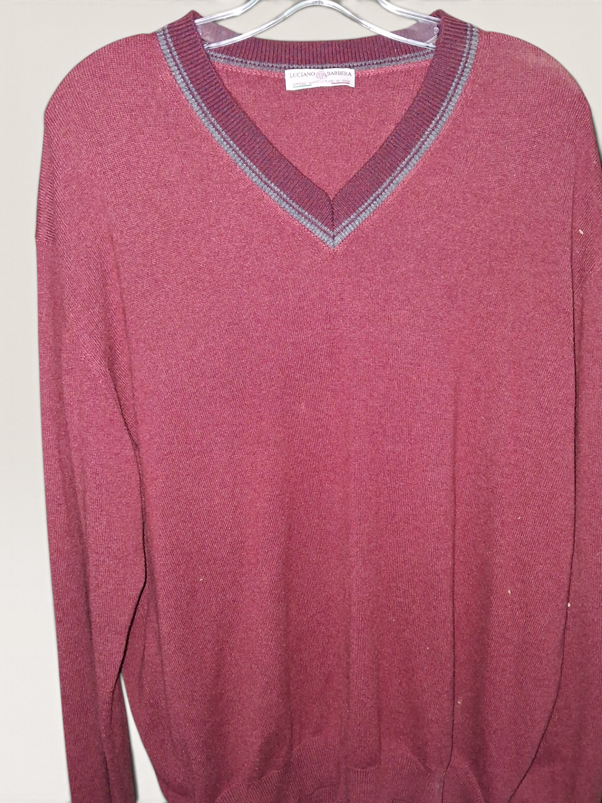Luciano Barbera Men's Italian Wool V-Neck Sweater