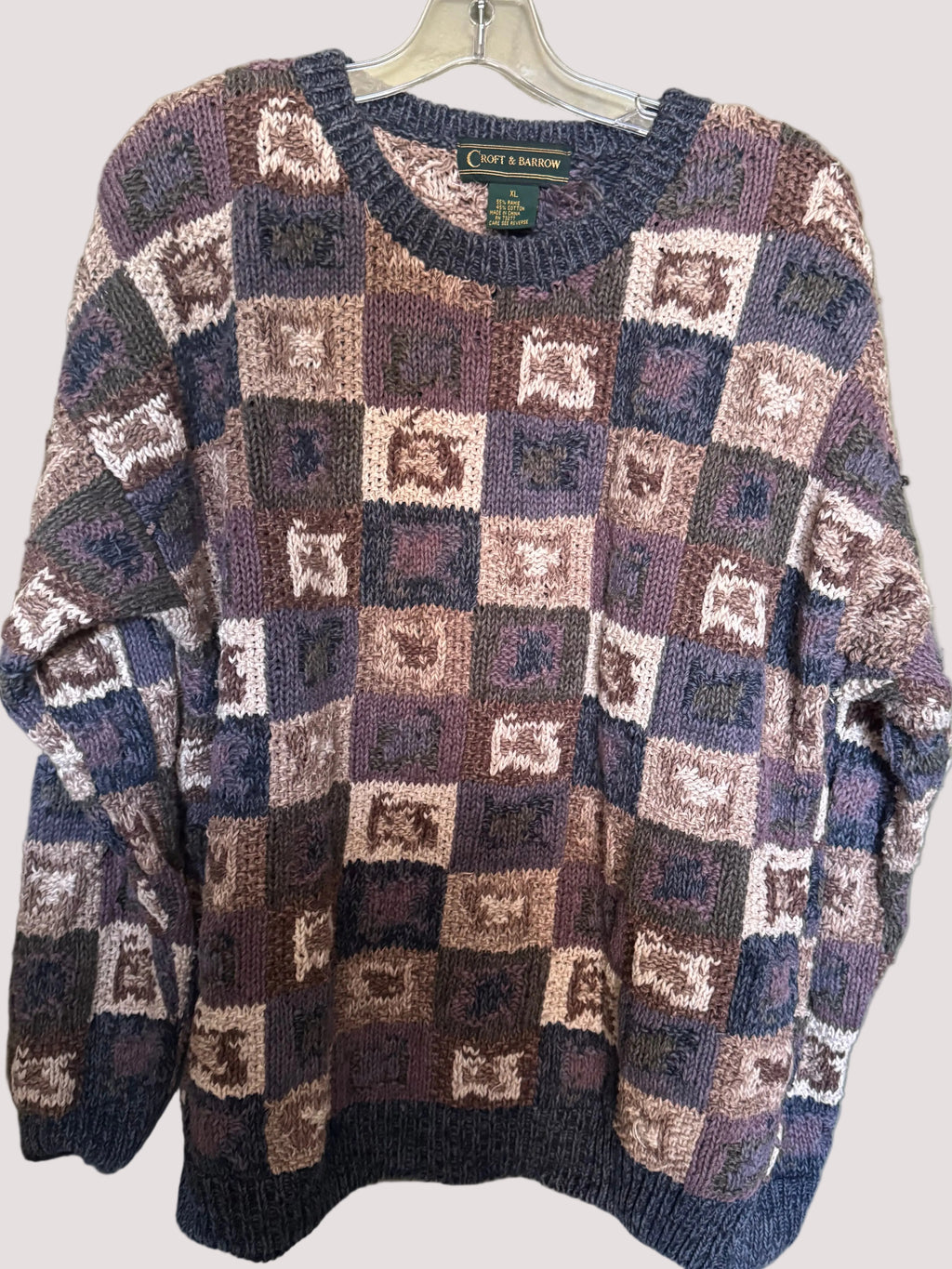 Croft & Barrow Earth-Tone Geometric Sweater