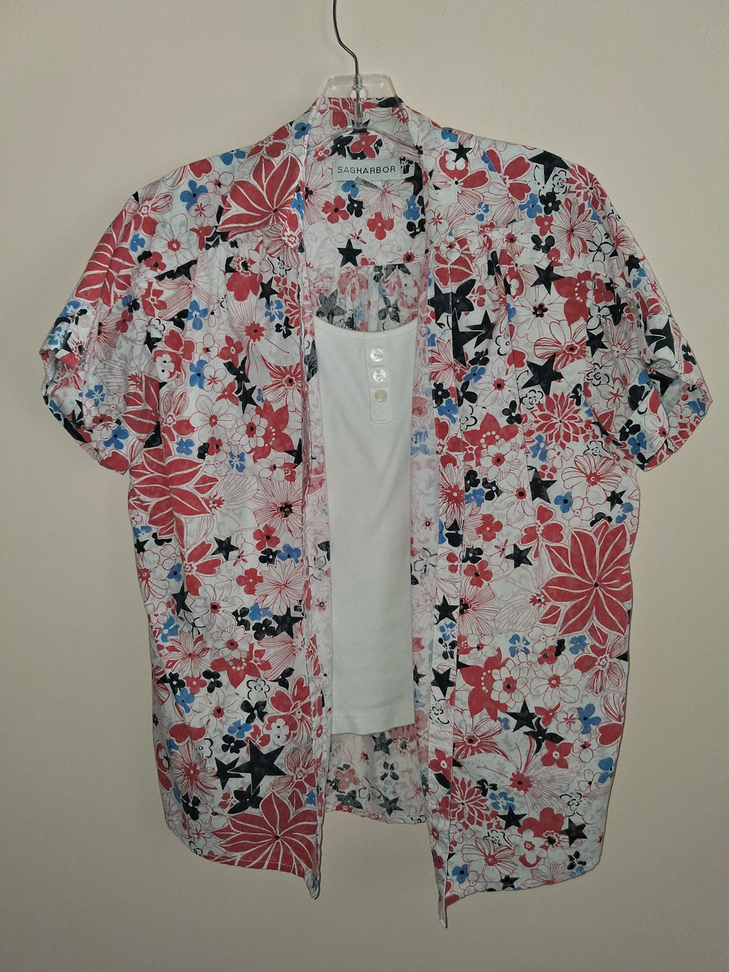 Sag Harbor Floral & Star Layered-Look Top