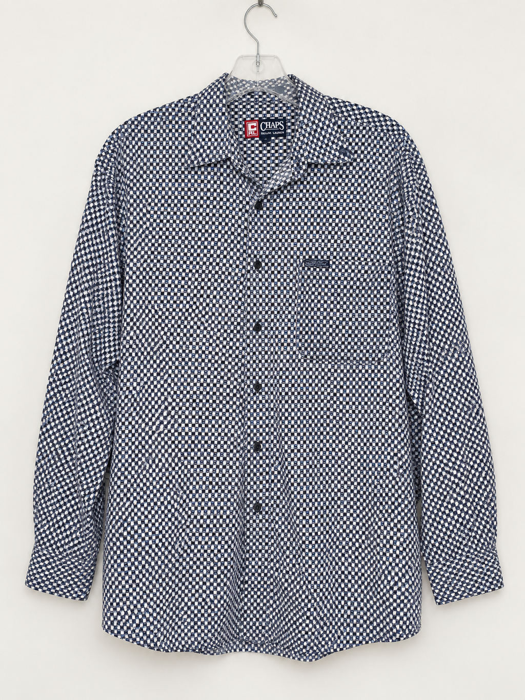 Chaps Ralph Lauren Blue Geometric Long-Sleeve Shirt