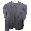 Black Puff Sleeve Button-Up Blouse