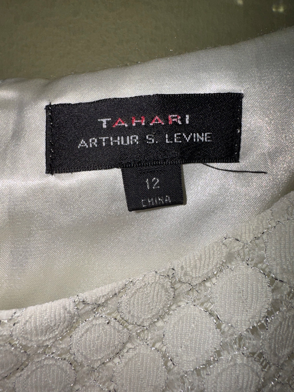 Tahari Arthur S. Levine Ivory Lace Dress