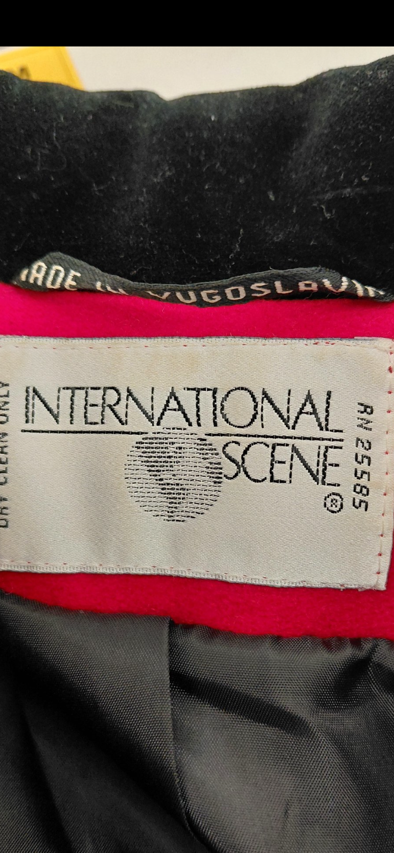 Vintage International Scene Red Coat with Black Collar