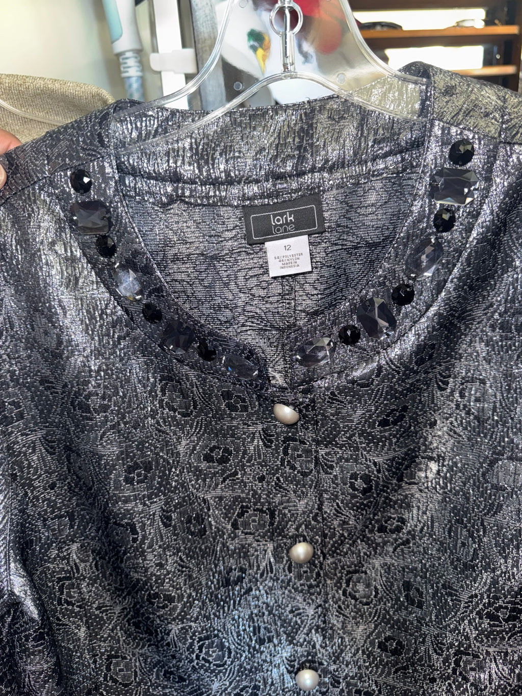 Lark Lane Silver & Black Jeweled Jacket