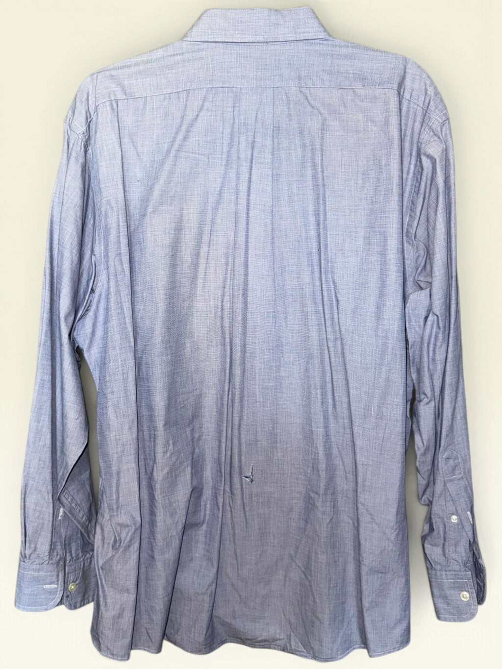 Lands' End Direct Merchants Men's Blue Fine Textured Button-Down Shirt