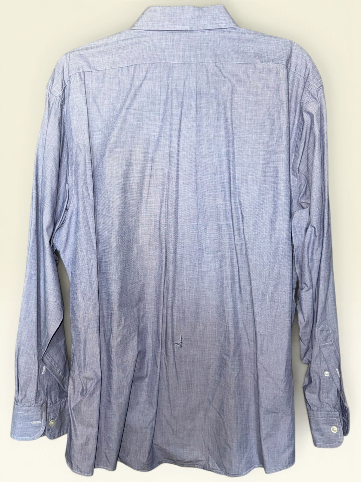Lands' End Direct Merchants Men's Blue Fine Textured Button-Down Shirt