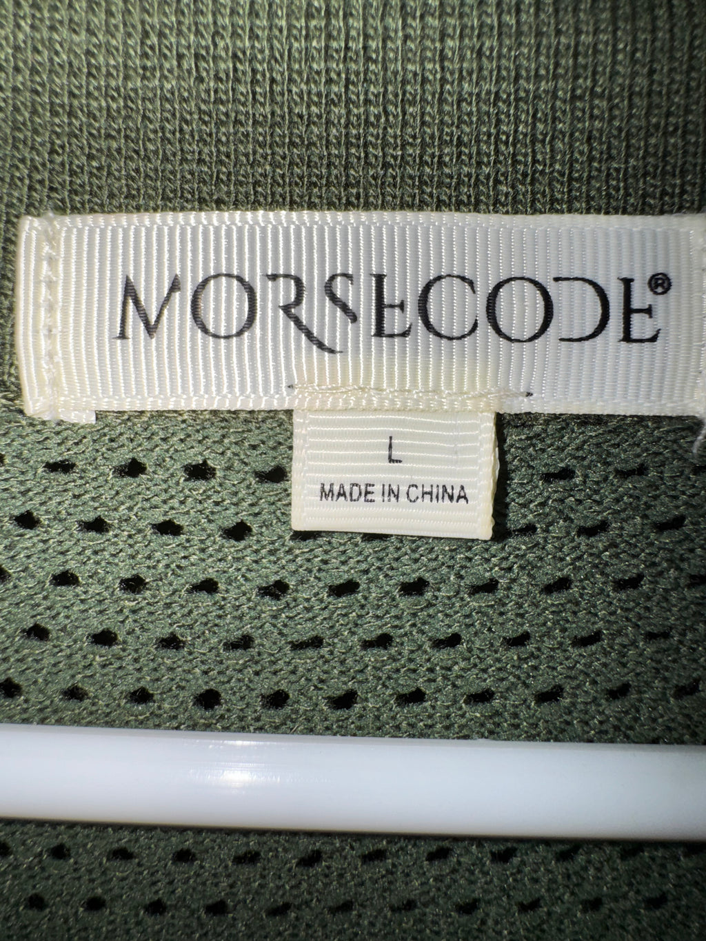 Morsecode Olive Open-Knit Button-Up Shirt
