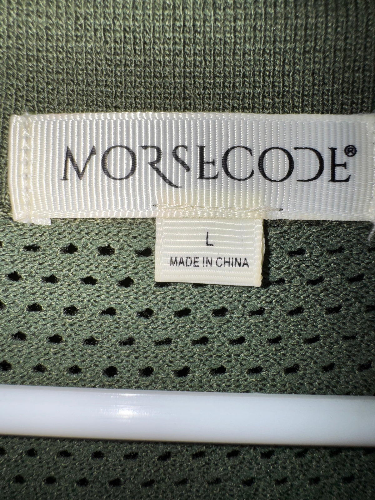 Morsecode Olive Open-Knit Button-Up Shirt