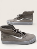 Vans Sk8-Hi Gray Suede Sneakers with Metallic Silver Sidestripe