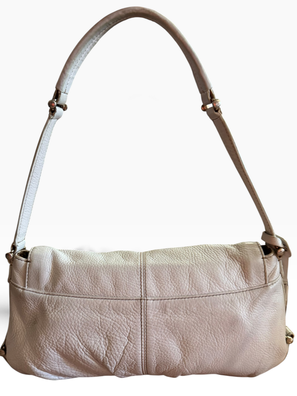 Level 5 Italy White Pebbled Leather Shoulder Bag