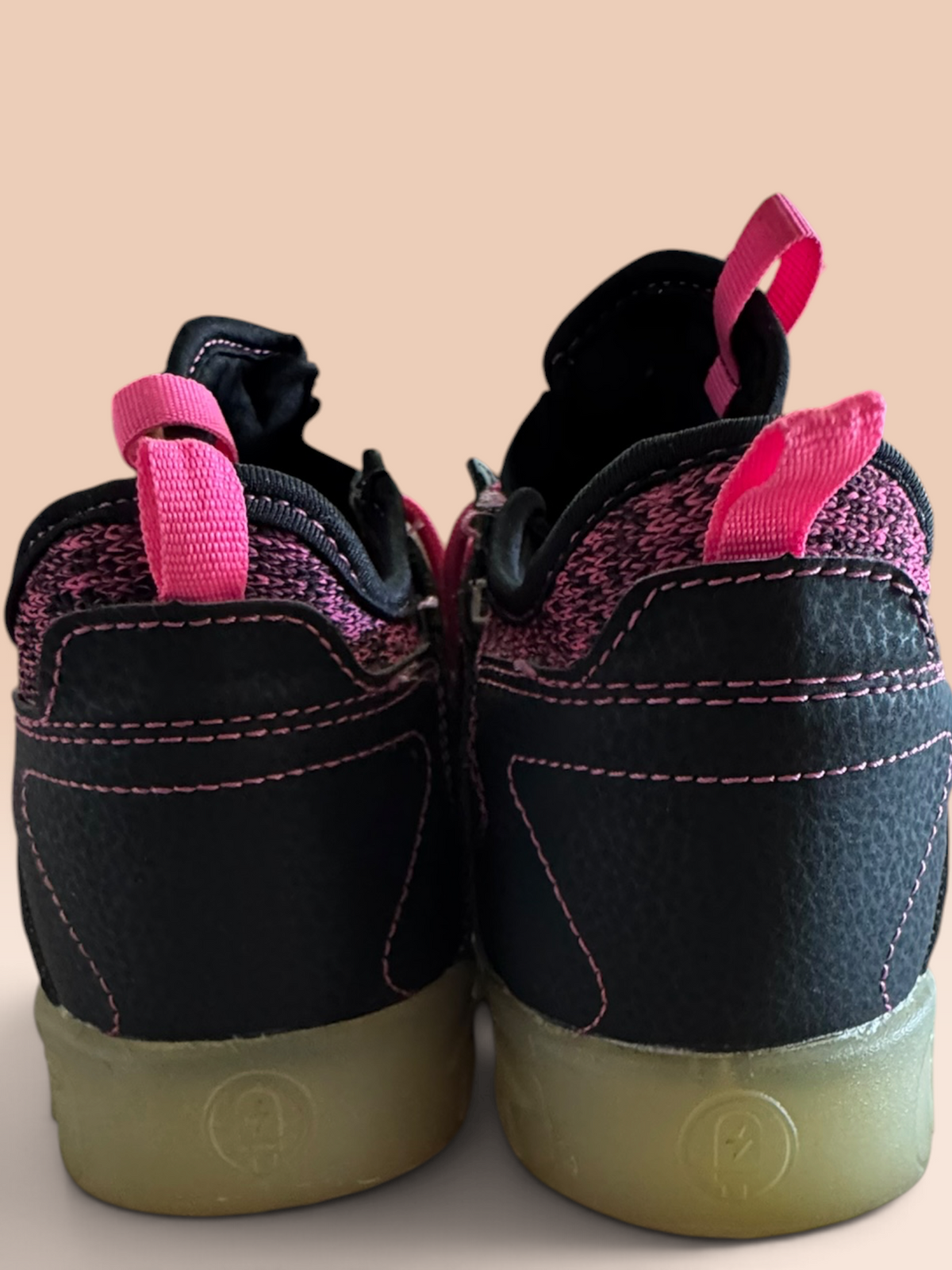 Pink & Black Knit Lace-Up Sneakers