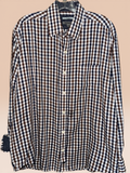 Johnston & Murphy Navy & Brown Check Button-Up Shirt