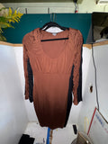 VENUS Ruched Bodycon Dress – Chocolate Brown • Long Sleev