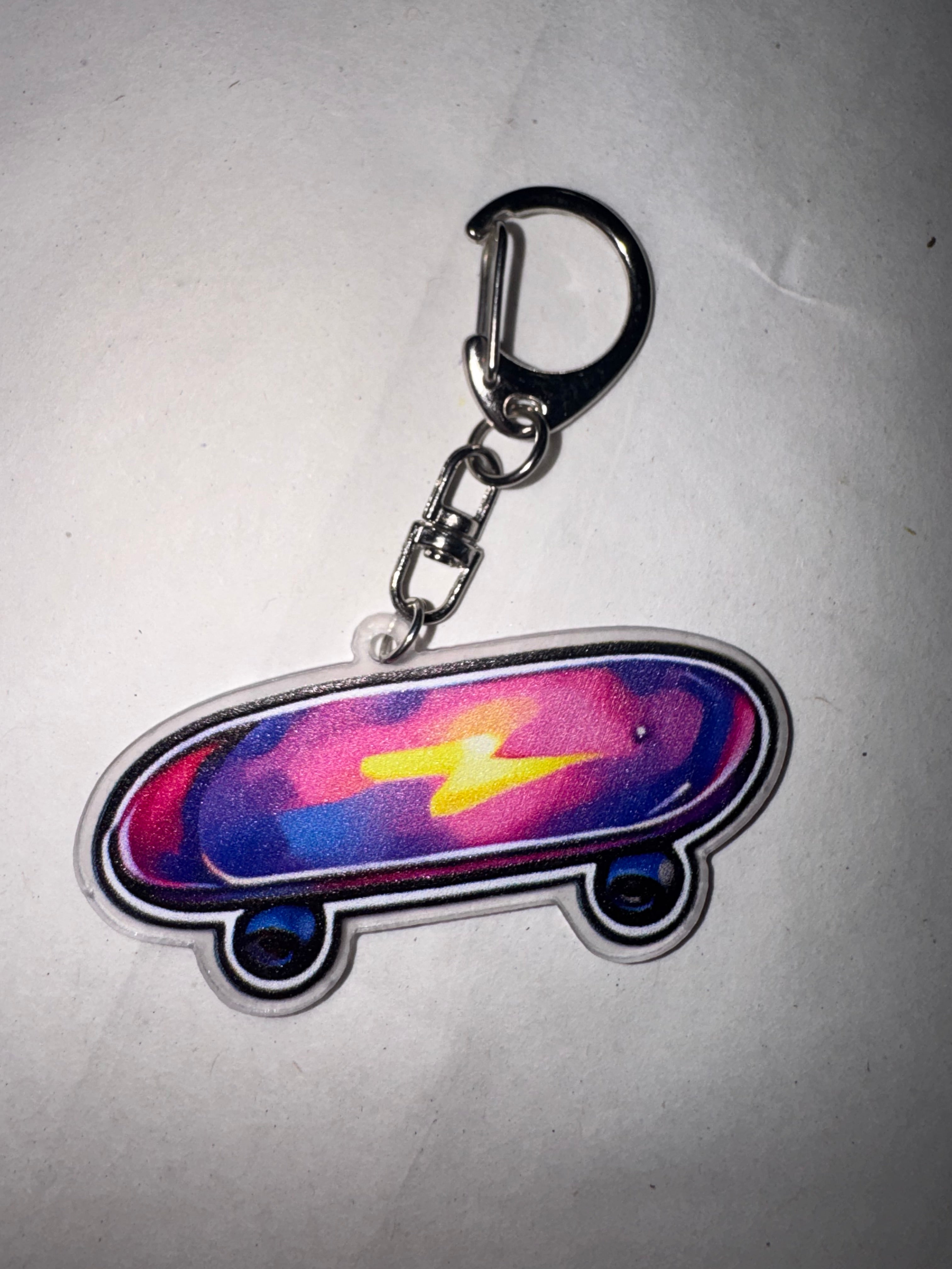 Neon Skateboard Acrylic Keychain