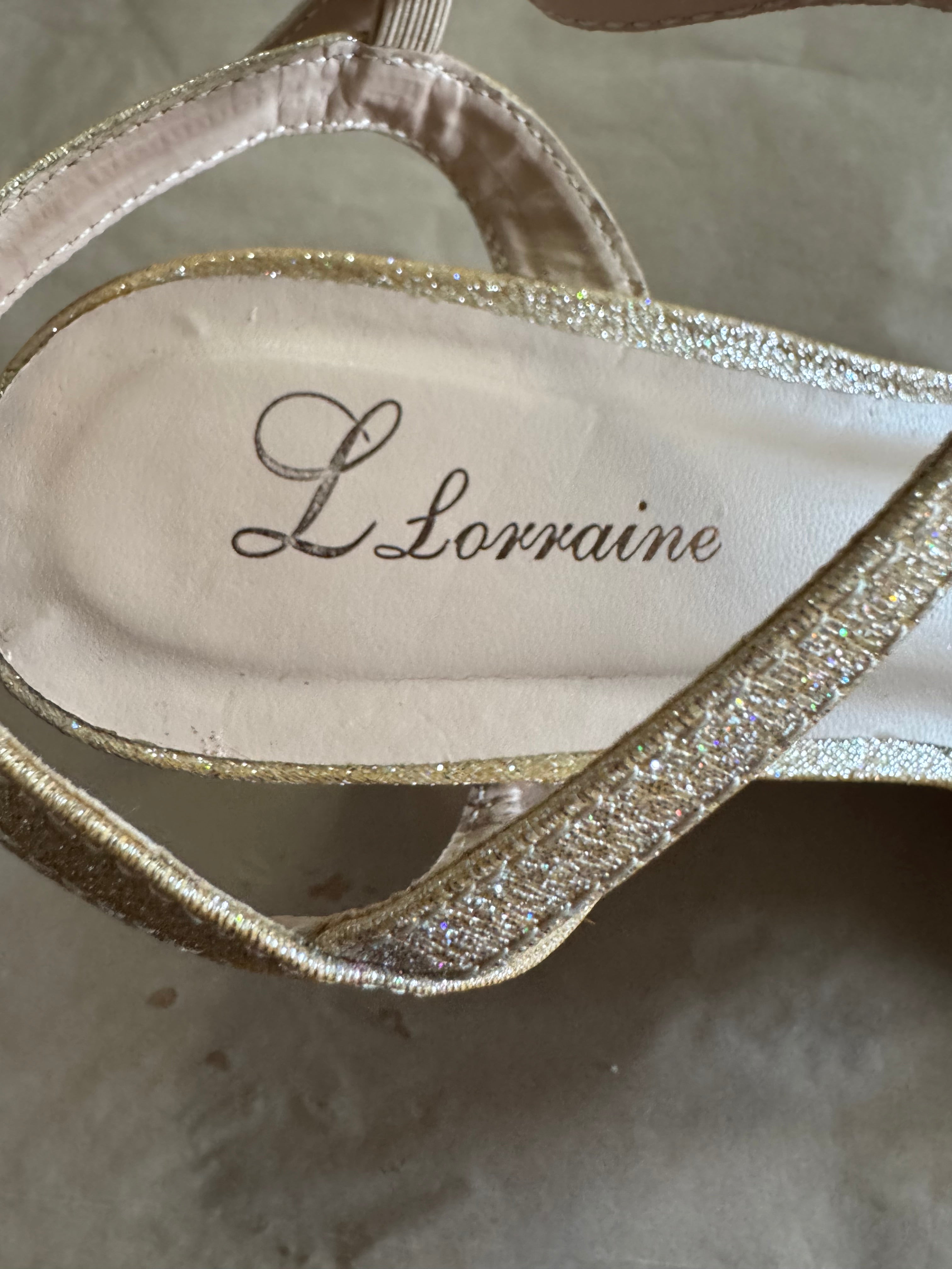 L. Lorraine Gold Rhinestone Heels