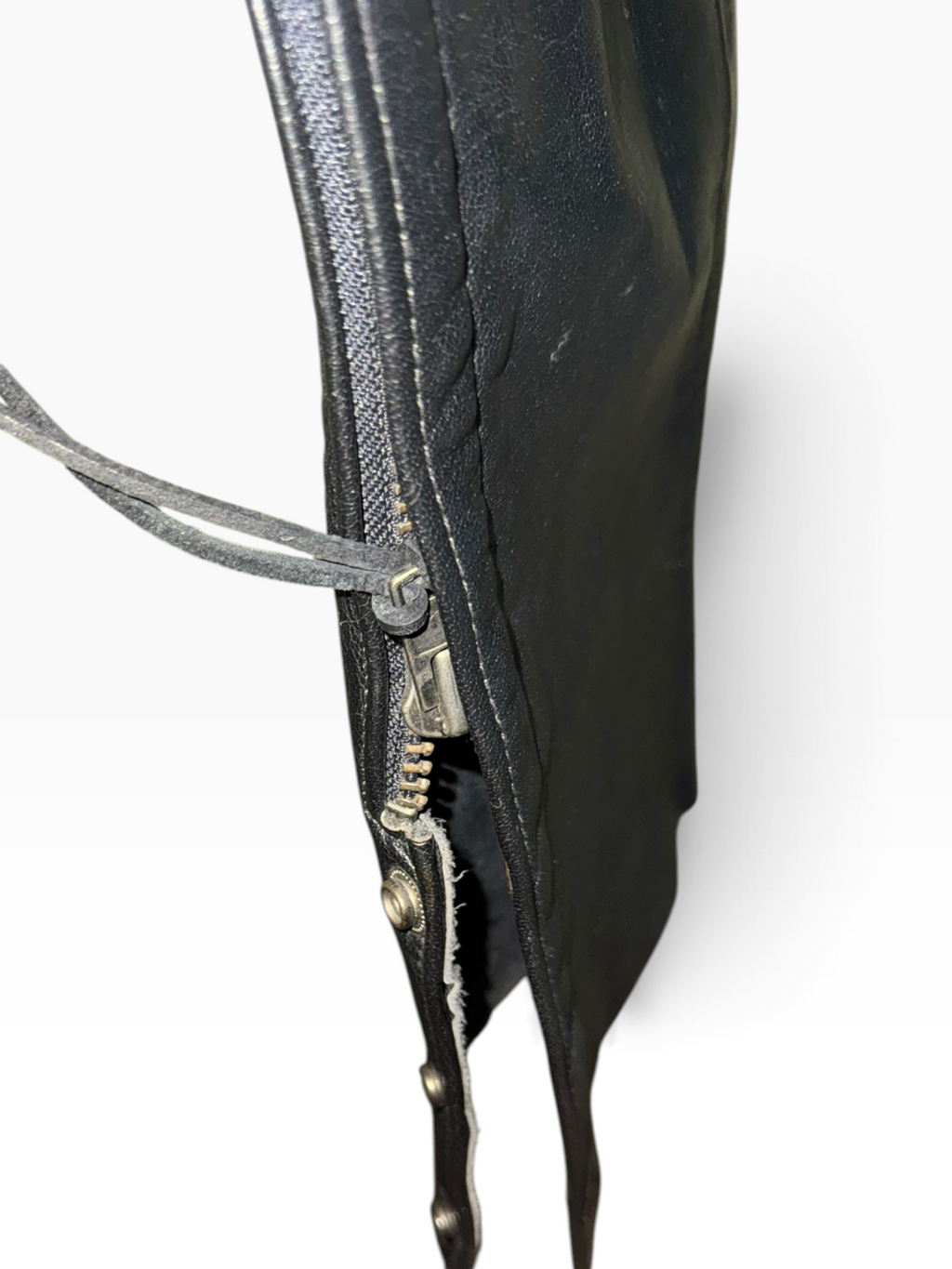 Vintage Black Highway One Genuine Leather Lace-Up Moto Pants