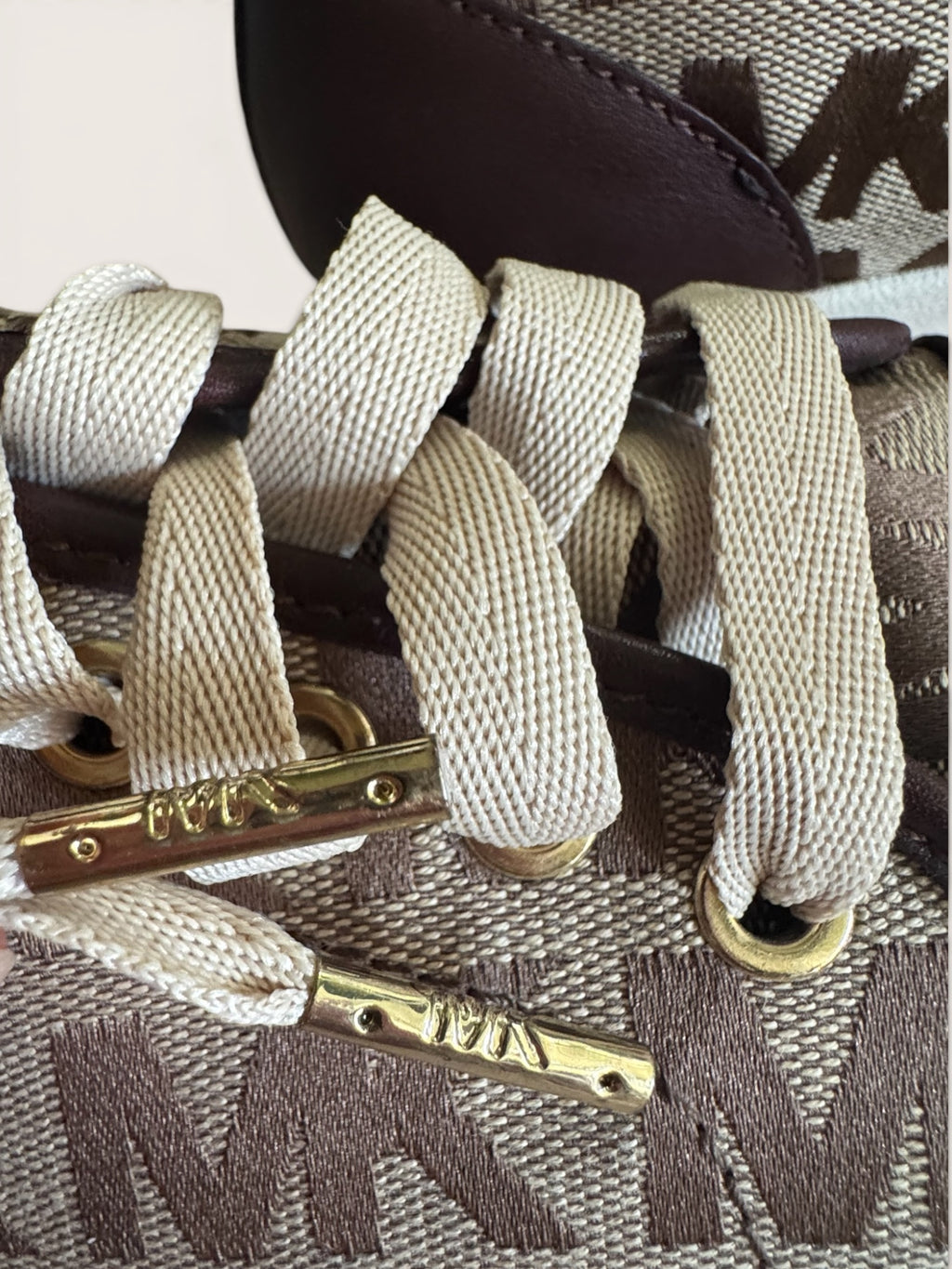Michael Kors "Keaton" Signature Brown Monogram Logo Sneakers