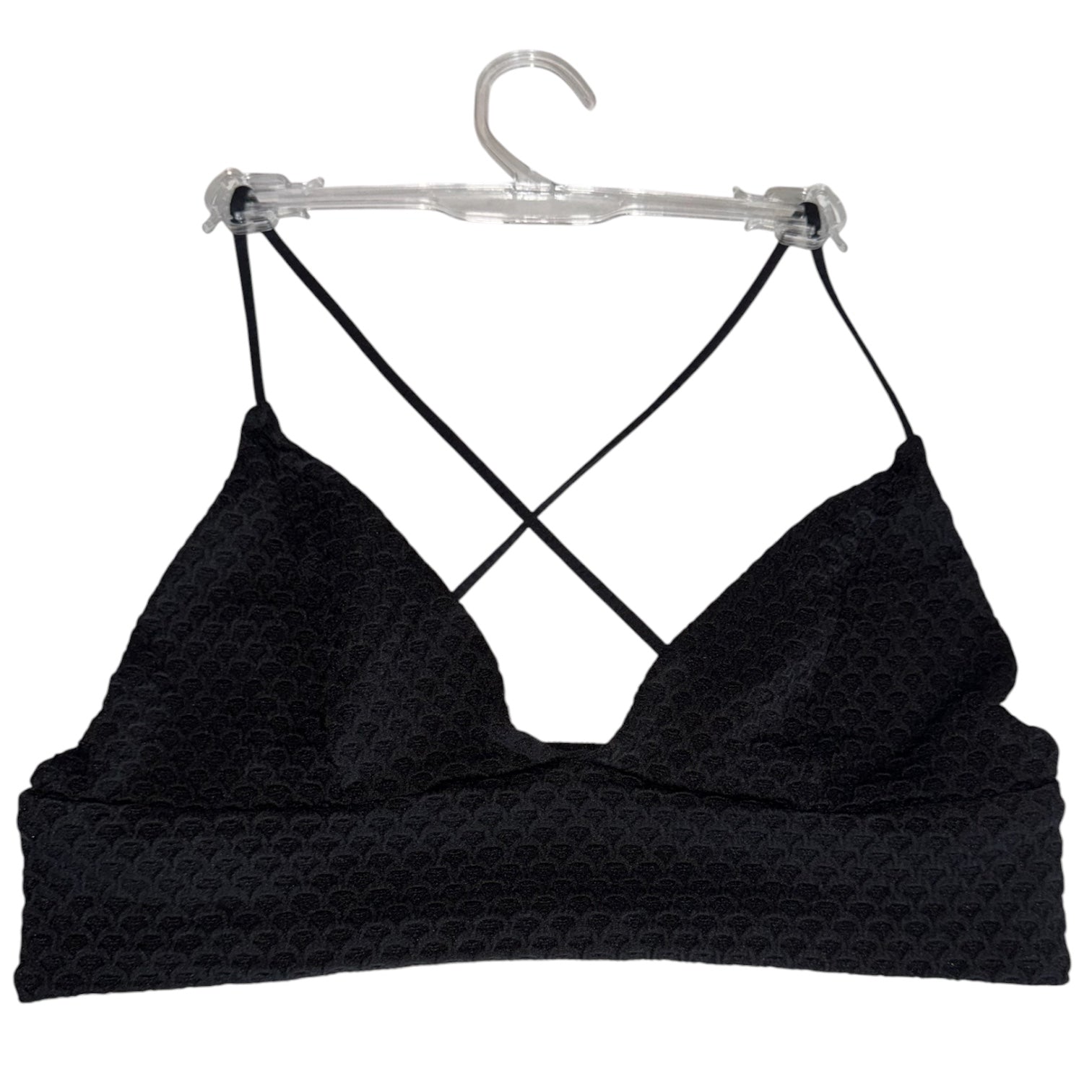 H&M Black Textured Crisscross Bralette Bikini Top