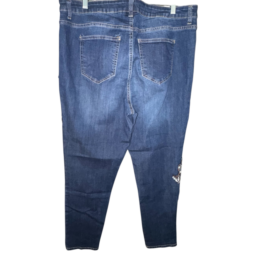 Westport Sequin Floral Embroidered Skinny Jeans