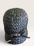 Navy Woven Ribbon Cloche Hat with Bow