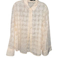 NY & Company Sheer Floral Button-Up Blouse
