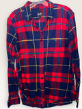 Gap Red & Navy Plaid Flannel Shirt