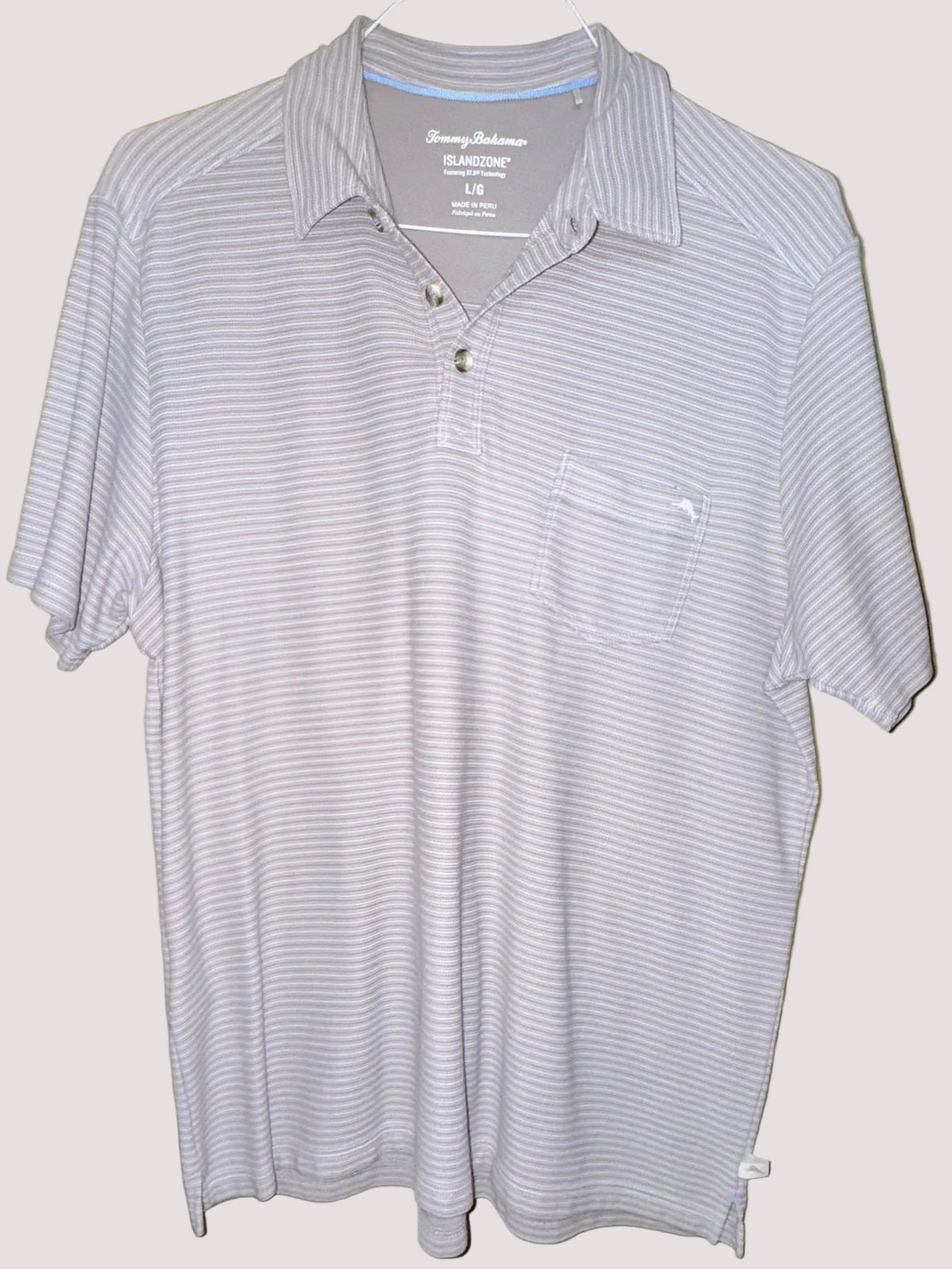 Tommy Bahama IslandZone Gray Striped Polo