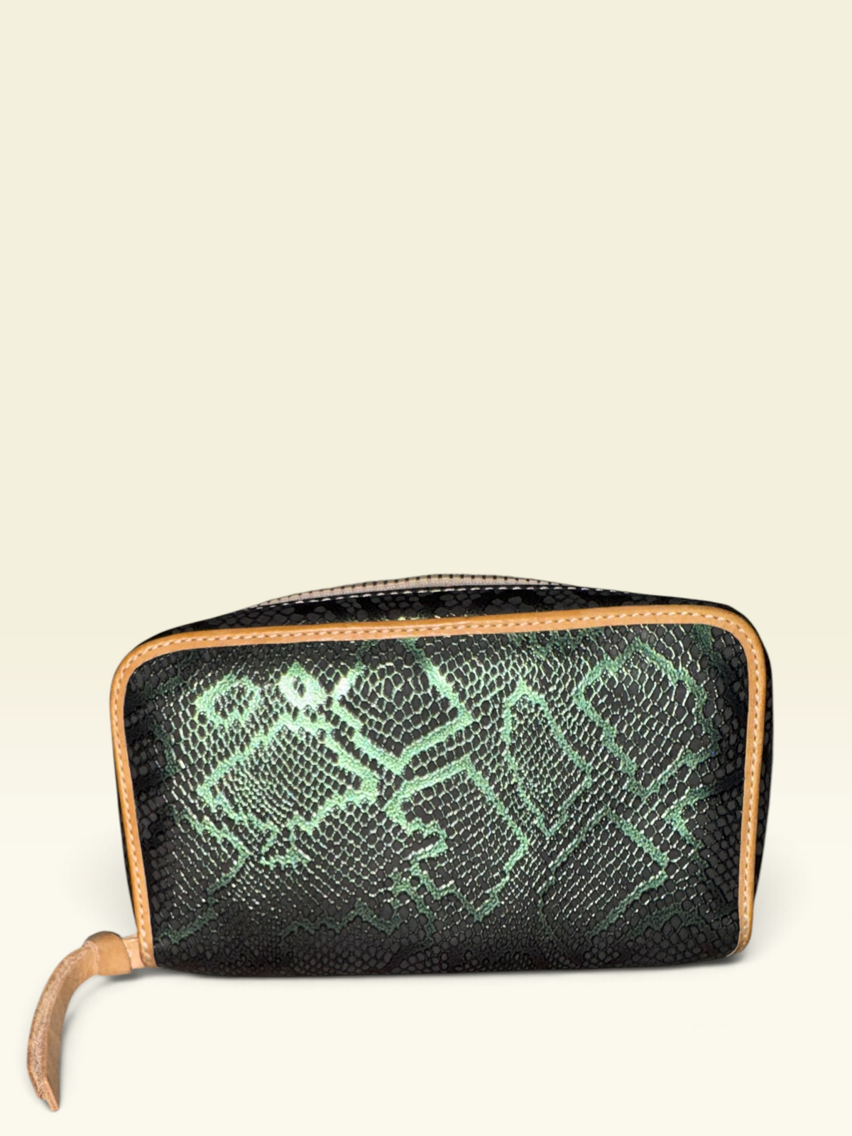 Consuela Green Snakeskin-Print Zip-Around Wallet