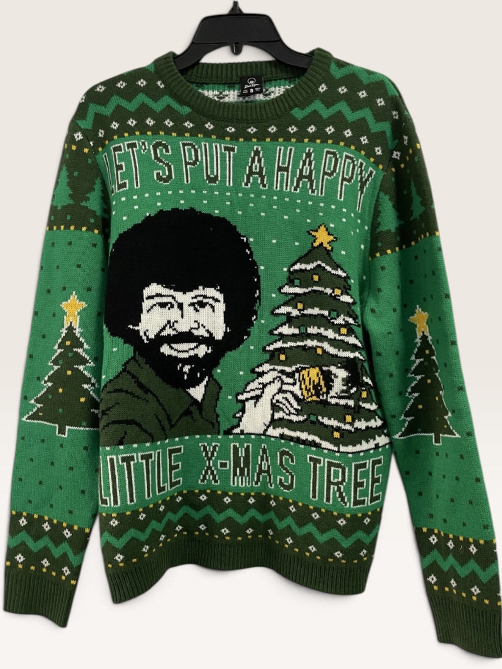 Bob Ross “Happy Little X-Mas Tree” Christmas Sweater