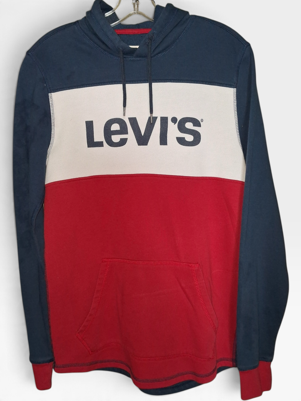 Levi's Men's Navy Red & White Colorblock Pullover Hoodie