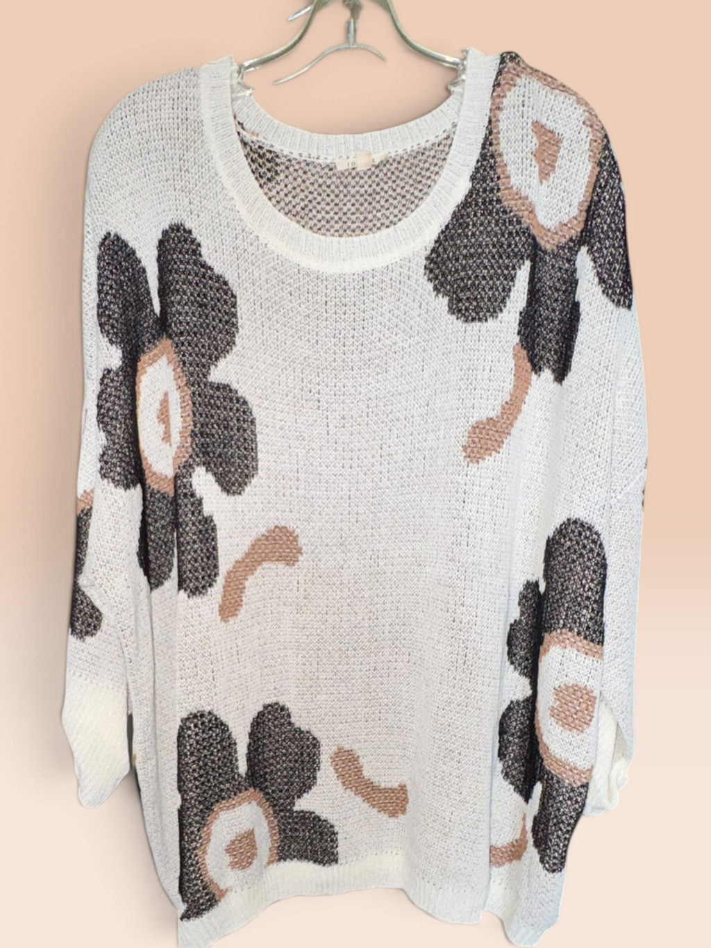 Jodifl Cream Floral Knit Sweater