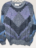 Michael Gerald Purple & Blue Abstract Knit Sweater