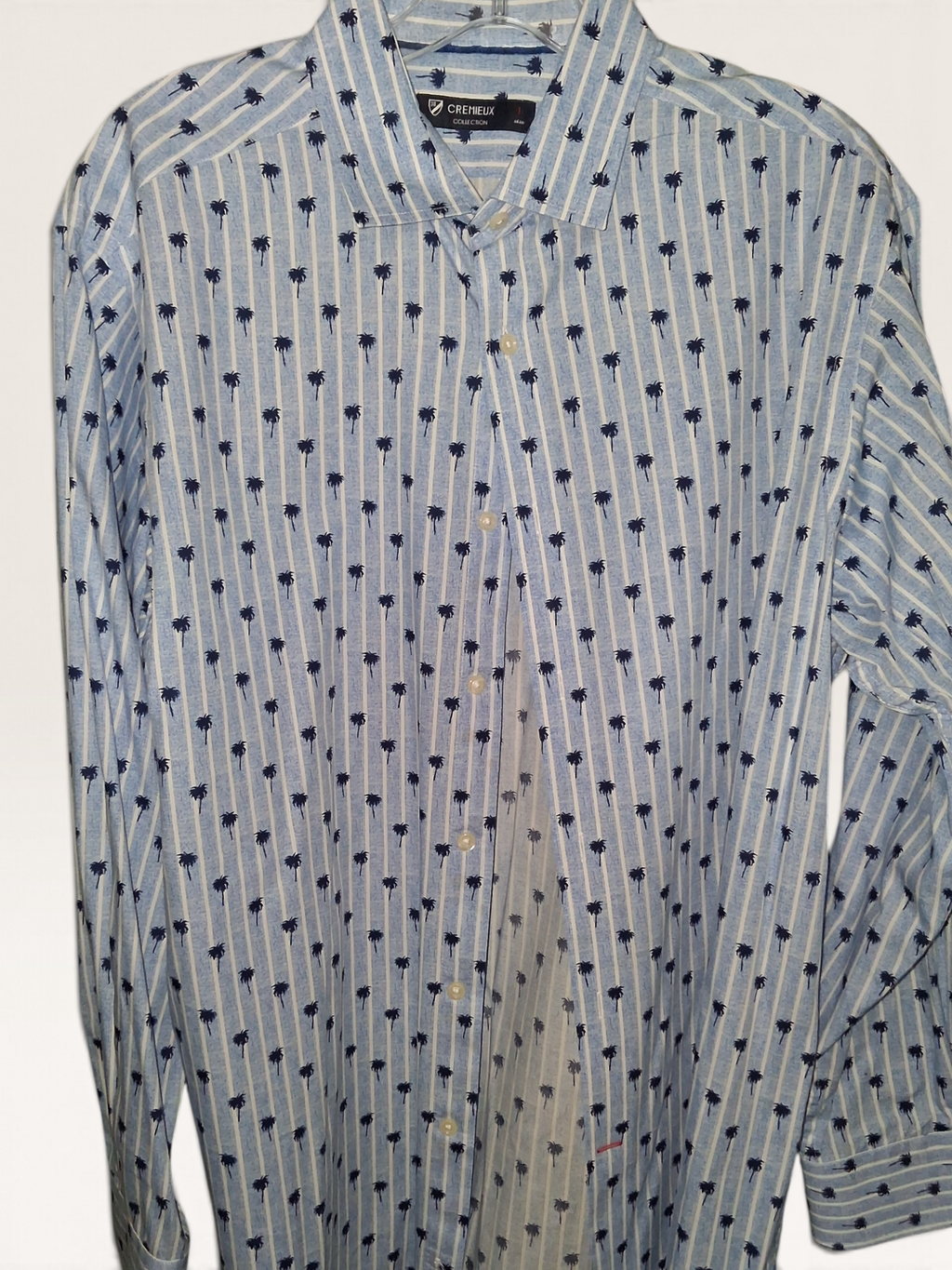 Cremieux Collection Blue Striped Palm Tree Button-Down Shirt
