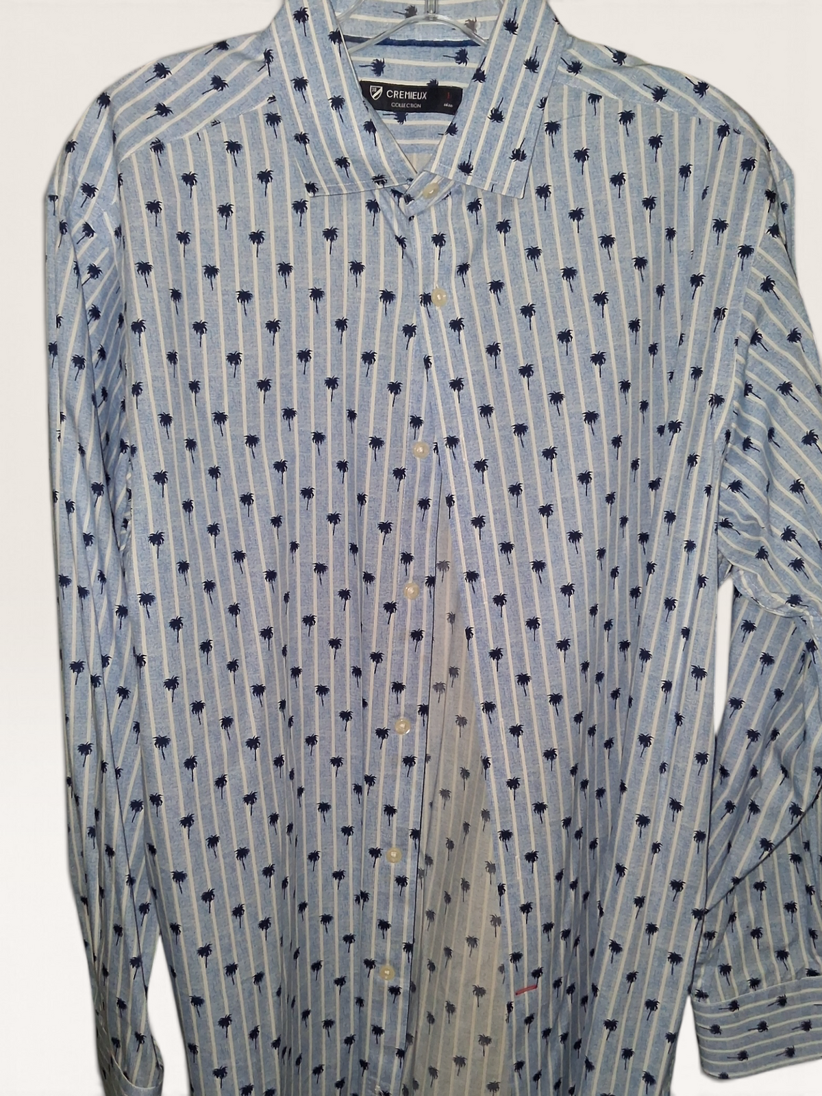 Cremieux Collection Blue Striped Palm Tree Button-Down Shirt